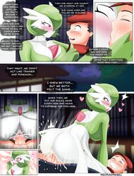 <3_eyes 1boy 1girls anus ass balls big_breasts big_butt blush bodily_fluids breasts closed_eyes comic cowgirl_position cum cum_in_pussy cum_inside dialogue duo english_text female female_penetrated gardevoir genital_fluids genitals heart human human_on_anthro human_on_humanoid human_penetrating humanoid interspecies kissing looking_pleasured male male/female male_human/female_pokemon male_penetrating male_penetrating_female mammal nintendo open_mouth penetration penis pokémon_(species) poképhilia pokemon pokemon_legends:_arceus pokephilia pussy redradrebel rei_(pokemon) sex speech_bubble text tongue tongue_out vaginal_penetration video_games young rating:Explicit score:182 user:bot