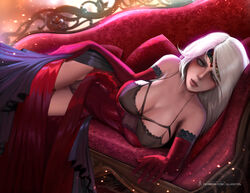 ciri green_eyes illasvyel red_dress the_witcher the_witcher_(series) the_witcher_2 the_witcher_3:_wild_hunt white_hair rating:Explicit score:6 user:infer123