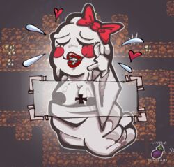  background big_breasts boobs bow breasts camera camera_flash chubby digital_drawing_(artwork) digital_media_(artwork) ghost ghost_girl lips lipstick livelyeggplant long_sleeves original_artwork red_bow red_lipstick spelunky tagme  rating:explicit score: user:livlyeggplnt