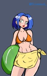 blue_hair fake_breasts femboy james_(pokemon) male_only male_with_breasts nipples_visible_through_clothing pokemon pool_toy rlcompact solo swimsuit towel rating:Explicit score:23 user:HHCCman