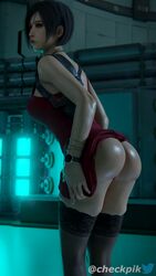 1girls 3d ada_wong ada_wong_(adriana) alternate_eye_color ass back_view big_ass black_hair bob_cut bracelet capcom checkpik dat_ass dress_lift female female_only holster looking_back red_eyes resident_evil resident_evil_2 resident_evil_2_remake short_hair side_view solo thick_thighs thighhighs watch wet_skin rating:Questionable score:125 user:Zomdra