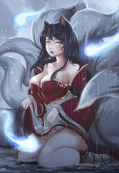 1girls ahri female female_focus female_only league_of_legends windami rating:Questionable score:8 user:mydickhurtaf