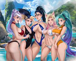 5girls ahri akali_jhomen_tethi bathing_suit evelynn female female_only fl1cs k/da_all_out_ahri k/da_all_out_evelynn k/da_all_out_kai'sa k/da_all_out_seraphine k/da_all_out_series kai'sa league_of_legends riot_games seraphine_(league_of_legends) rating:Questionable score:51 user:mydickhurtaf