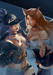 1girls ahri akali female female_focus female_only league_of_legends windami rating:Questionable score:10 user:mydickhurtaf