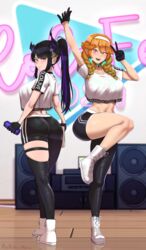 2girls aestheticc-meme black_hair breasts female female_only hi_res hololive hololive_dance_practice_uniform hololive_english hololive_english_-advent- hololive_myth huge_breasts large_breasts light-skinned_female light_skin long_hair multiple_girls naughty_face nerissa_ravencroft orange_hair red_eyes smile sportswear takanashi_kiara virtual_youtuber workout_clothes rating:Questionable score:201 user:Aeolus_HX