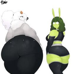 2girls alien alien_girl alien_humanoid ass big_ass big_breasts big_butt big_thighs breasts curvaceous curvaceous_figure deer deer_girl demon demon_girl demon_horns denim fit_female fitness green_hair green_skin heart hyper hyper_ass hyper_breasts hyper_butt jeans kay_(srnava) keltty_(srnava) milf mom_jeans mommy simple_background sports_bra sportswear srnava thick thick_ass thick_legs thick_thighs thighs white_body white_fur white_hair white_skin wide_hips rating:Questionable score:15 user:Nosoinava