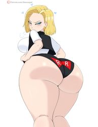 1girls android android_18 annoyed ass bare_legs big_ass big_butt big_thighs black_panties blonde_hair bottom_heavy curvaceous curvy dragon_ball dragon_ball_super dragon_ball_z fat_ass fat_butt female_only jinu large_ass large_butt looking_over_shoulder narrow_shoulders no_pants panties pawg plump_ass red_ribbon round_ass round_butt short_blonde_hair showing_off_ass solo thick thick_ass thick_thighs white_background wide_hips rating:Questionable score:406 user:TheOkamiTenshi