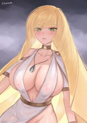 1girls 2020s 2022 absurd_res alternate_breast_size big_breasts blonde_hair blush breasts cleavage clothed clothing collar dress green_eyes large_breasts large_filesize long_hair looking_at_viewer lusamine_(pokemon) necklace nintendo nipples nipples_visible_through_clothing no_bra norza png pokemon pokemon_sm revealing_clothes see-through simple_background solo solo_female wide_hips rating:Questionable score:264 user:ZetaReborn