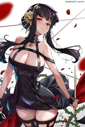 1girls 2022 assassin big_breasts black_dress black_hair breasts cleavage cloverworks curvy curvy_female dress female female_only hair_ornament hong_(white_spider) knives looking_at_viewer red_eyes rose shounen_jump shounen_jump+ slim_waist smile solo spy_x_family stiletto_(weapon) thick_thighs thorn_princess thorns wit_studio yor_briar rating:Questionable score:215 user:lespam_605