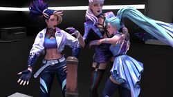 3d 3d_(artwork) 3girls akali blonde_hair blue_hair clothed clothes dildo erevos evelynn female_only horsecock_dildo hugging image_set jacket k/da_all_out_akali k/da_all_out_evelynn k/da_all_out_seraphine k/da_all_out_series league_of_legends no_penetration seraphine_(league_of_legends) skirt teal_hair two_tone_hair white_hair yellow_eyes rating:Questionable score:4 user:Erevos