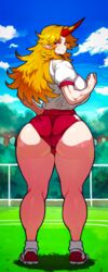 1girls 2d ai_generated alternate_ass_size alternate_costume ass ass_focus big_ass big_breasts blonde_hair bloomers breasts buruma cameltoe curvaceous curvaceous_female curvaceous_figure curvy curvy_female curvy_figure dat_ass day female from_behind gym_clothes gym_shorts gym_uniform heavenly_ass hips horn hoshiguma_yuugi hourglass_figure huge_ass huge_breasts humanoid large_ass large_breasts legs long_hair looking_at_viewer looking_back looking_back_at_viewer messy_hair muscles muscular muscular_female muscular_legs no_panties oni oni_horn oni_horns open_mouth outdoors pointy_ears pussy_peek red_bloomers red_eyes red_shorts shiny_skin shirt shoes short_sleeves shorts sideboob smakiel smile smiling sneakers solo source sportswear standing thick_legs thick_thighs thighs tight_shorts touhou vulva wedgie wide_hips you_gonna_get_raped rating:Questionable score:87 user:GrAdm