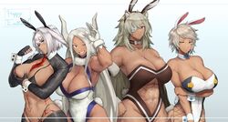 4girls abs armpits athletic athletic_female big_breasts blazblue blue_eyes breasts bullet_(blazblue) bunny_ears bunnysuit caenis_(fate) crossover dark-skinned_female dark_skin eye_contact eyepatch fate/grand_order fate_(series) female female_only ghislaine_dedoldia grey_hair huge_breasts leotard long_hair looking_at_viewer miruko multiple_girls muscular_female mushoku_tensei my_hero_academia novum orange_eyes red_eyes rumi_usagiyama shaved_armpit short_hair silver_hair spiky_hair tan tan_body tan_skin tanned tanned_female tanned_girl tanned_skin tomboy toned toned_female white_hair wide_hips rating:Questionable score:714 user:Mukkypokky