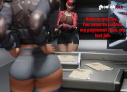 1futa 1girls 3d big_ass big_breasts blender breasts dark-skinned_female dark_skin doctor_slone fishnets fortnite futanari ghoulishxxx hands_on_hips kor_(fortnite) office pale-skinned_futanari pale_skin see-through_clothing shorts skirt tagme text watermark rating:Explicit score:92 user:Voidalik