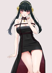 2022 absurdres assassin black_dress black_panties blush breasts cleavage cloverworks cowboy_shot dress earrings female gold_earrings gold_hairband grey_background hair_ornament highres jewelry kirin3145 large_breasts legs long_hair looking_at_viewer open_mouth panties pantyshot red_eyes short_dress shounen_jump shounen_jump+ sidelocks simple_background solo spy_x_family thighs thorn_princess underwear wit_studio yor_briar rating:Questionable score:131 user:Kitsuneeee