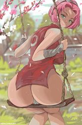 1girls 2022 alternate_breast_size arachnart artist_signature ass ass_focus ass_shot back back_view breasts bubble_butt female female_only green_eyes headband hips huge_ass large_breasts looking_at_viewer naruto naruto_(series) naruto_shippuden no_pants outdoors panties pink_hair red_clothing sakura_haruno short_dress short_hair slim_waist smile swing thick_thighs thighs thong white_panties wide_hips rating:Questionable score:263 user:ZetaReborn