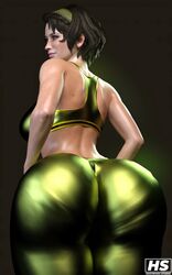 1girls 3d big_breasts breasts brown_eyes brown_hair capcom female female_only hagiwara_studio hi_res high_resolution monster_hunter monster_hunter_world serious_handler solo sports_bra sportswear yoga_pants rating:Explicit score:18 user:Kei101