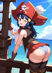 1girls ai_generated ass big_ass big_butt big_cleavage blue_eyes blue_hair blush blushing_at_partner blushing_at_viewer boots breasts cleavage cleavage_overflow clouds cosplay curvy_thighs dat_ass dawn_(pokemon) female female_focus female_only gloves hat long_hair looking_at_partner looking_back_at_viewer ocean panties pirate pirate_hat pirate_ship plump_ass plump_hips plump_thighs pokemon pokemon_dppt sea sideboob sky solo_female stable_diffusion stockings thedawn_hikari thick_thighs visible_panties visible_underwear voluptuous wide_hips wide_thighs winking_at_partner winking_at_viewer rating:Explicit score:50 user:FutaLover64