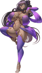 1girls bare_midriff bare_shoulders bare_thighs barely_visible_genitalia belly belly_button belly_dancer belly_dancer_(konoshige) belly_dancer_outfit black_hair blue_eyes blush breast_curtains breasts breasts_apart breasts_bigger_than_head dancer dancer_outfit dark-skinned_female dark_skin egyptian eyeliner flowing_hair harem_outfit heels highleg highleg_panties jewelry konoshige_(ryuun) large_breasts leg_up long_gloves long_hair looking_at_viewer makeup midriff navel navel_line original painted_nails plump purple_panties ryuun_(stiil) slutty_outfit standing standing_on_one_leg tagme thick_thighs thighhighs thighs toes very_long_hair rating:Questionable score:250 user:CalZone