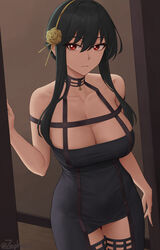 1girls 2022 assassin black_clothing black_dress black_hair breasts cleavage dress female female_only fully_clothed hi_res hips huge_breasts light_blush long_hair looking_at_viewer red_eyes slim_waist smile spy_x_family standing_in_doorway thick_thighs thighs thorn_princess wide_hips yor_briar yor_forger zaphn rating:Questionable score:229 user:ZetaReborn