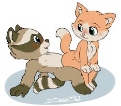  absurd_res anthro domestic_cat duo ennie ennie_and_yoyki felid feline felis hi_res male male/male mammal procyonid raccoon russian sex young young_anthro yoyki zooshi  rating:explicit score: user:bot