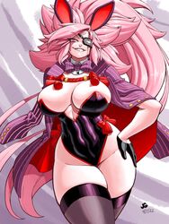 amputee baiken bunnysuit eye_patch guilty_gear huge_breasts jgeorgedrawz large_breasts mature_woman pink_hair red_eyes red_hair smiling smiling_at_viewer tagme rating:Questionable score:117 user:Pandaah_