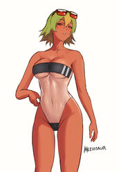 1girls alternate_costume artist_name bangs bare_arms bare_shoulders blush breasts cleavage collarbone commentary covered_navel dark-skinned_female dark_skin eyewear_on_head female female_only fire_emblem fire_emblem_heroes gradient gradient_hair green_hair gris_swimsuit highleg highleg_swimsuit laegjarn_(fire_emblem) medium_breasts meme_attire meziosaur multicolored_hair nintendo one-piece_swimsuit orange_hair parted_lips see-through short_hair signature simple_background strapless strapless_swimsuit sunglasses swimsuit thighs two-tone_hair white_background white_swimsuit rating:Questionable score:94 user:kris923