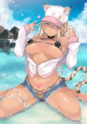 1girls 2020 animal_ear_fluff animal_ears artbook bare_shoulders barefoot baseball_cap bikini black_choker breasts breasts_apart cat_ears cat_girl cat_tail cellphone choker cloud colored_eyelashes covered_nipples day earrings english_text extra_ears female female_focus female_only female_pubic_hair fingernails gyaru hair_between_eyes halterneck hat heart highleg highleg_bikini highres hut jewelry kogal large_breasts lens_flare licking_lips light_brown_hair lips long_hair makeup micro_bikini navel_piercing ocean original phone pier piercing pubic_hair pubic_tattoo purple_eyes ring senrireiri short_shorts shorts sitting solo solo_female sweat sweater swimsuit tail tan tanlines tattoo thigh_strap tongue tongue_out toranoana unzipped v wariza white_sweater rating:Questionable score:106 user:St1rolvamp3ler