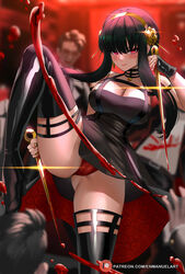 1girls assassin big_breasts black_hair blood blush breasts cameltoe enmanuelart20 eye_contact female legwear looking_at_viewer panties red_eyes solo spy_x_family stiletto_(weapon) thick_thighs thighhighs thighs thorn_princess yor_briar rating:Questionable score:145 user:Mukkypokky