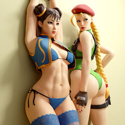 2girls 3d against_wall arms_up ass bikini blonde_hair blue_eyes braid brown_eyes brown_hair cammy_white cammy_white_(fortnite) capcom chun-li chun-li_(fortnite) dpmaker female female_only fingerless_gloves fishnet_stockings fishnets fortnite hair_bun hair_buns hat hi_res leotard long_hair red_lips stockings street_fighter tied_hair x_redeyes rating:Questionable score:291 user:!nner$elf89