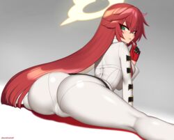 1girls big_butt butt eye_contact female female_focus female_only fully_clothed green_eyes guilty_gear huge_butt jack-o'_valentine kuroonehalf long_hair looking_at_viewer red_hair solo rating:Questionable score:179 user:Mukkypokky