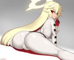 1girls ass big_ass big_butt eye_contact female female_focus female_only fully_clothed guilty_gear jack-o'_valentine kuroonehalf long_hair looking_at_viewer red_eyes solo rating:Questionable score:101 user:Mukkypokky