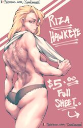 1girls aroodnoodle ass back_tattoo blonde_hair female female_only fullmetal_alchemist hi_res looking_back noodlenood panties riza_hawkeye solo tattoo tattoo_on_back tattooed_back thighs towel rating:Questionable score:47 user:WatchTheLanguage