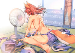 clothes_on_floor electric_fan fan fate/extra fate/grand_order fate_(series) fox_girl japanese_house side_boob sideboob sweat sweatdrop sweating tamamo_no_mae_(fate) topless walk-in walking_in_on wisespeak rating:Questionable score:32 user:nectarine