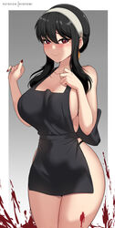 1girls 2022 apron assassin big_breasts black_hair blood blush breasts cloverworks female female_focus female_only hioyami long_hair red_eyes red_nails shounen_jump shounen_jump+ smile solo spy_x_family standing thick_thighs thighs thorn_princess wide_hips wit_studio yor_briar rating:Questionable score:131 user:Mukkypokky