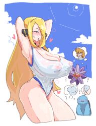 1girls alternate_breast_size ass back blonde_female breasts clothing cowboy_shot cynthia_(pokemon) dat_ass female female_focus female_only game_freak ginger ginger_hair green_eyes gym_leader huge_ass huge_breasts kasumi_(pokemon) large_breasts leebongchun legs misty_(pokemon_hgss) nintendo one-piece_swimsuit open_clothes orange_hair pokemon pokemon_(game) pokemon_gsc pokemon_hgss quagsire see-through_clothing short_orange_hair simple_background solo solo_female spread_legs standing starmie swimsuit thighs vagina wet wet_clothes white_background rating:Explicit score:120 user:Misty_lover