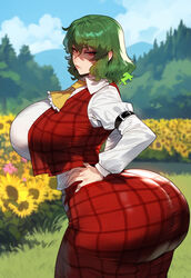 1girls ai_generated alternate_breast_size artstyle_imitation ass breasts dat_ass female female_only floox green_hair high_resolution hips huge_ass huge_breasts light-skinned_female light_skin red_eyes short_hair stable_diffusion thiccwithaq_(ai_style) thick_thighs thighs touhou wide_hips yuuka_kazami rating:Questionable score:120 user:LiangXI