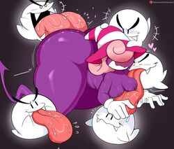 1girls areolae ass big_ass big_breasts big_butt blush boo_(mario) breasts bubble_butt butt female female_focus ghost hat huge_ass jinu licking licking_ass licking_breast long_hair long_tongue mario_(series) nintendo nipples oral paper_mario pink_hair purple_body saliva thick_thighs thighs tongue vivian_(paper_mario) voluptuous wide_hips witch_hat rating:Explicit score:186 user:Mukkypokky