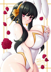 1girls black_hair breasts bunny_ears bunny_tail bunnysuit female headband large_breasts light_skin pale_skin red_eyes rose rose_petals seviesphere spy_x_family yor_briar rating:Questionable score:44 user:Redguy72.0