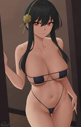 1girls 2022 assassin bikini black_bikini black_clothing black_hair breasts cleavage eyepatch_bikini female female_only hi_res hips huge_breasts light_blush long_hair looking_at_viewer red_eyes slim_waist smile spy_x_family standing_in_doorway thick_thighs thighs thorn_princess wide_hips yor_briar yor_forger zaphn rating:Questionable score:351 user:ZetaReborn