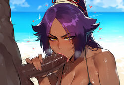 1boy 1girls ai_generated artstyle_imitation blasian_female bleach blowjob breasts dark-skinned_female dark-skinned_male dark_skin female floox high_resolution hips huge_breasts huge_cock long_hair male oral penis purple_hair shihouin_yoruichi thiccwithaq_(ai_style) thick_thighs thighs uncensored wide_hips rating:Explicit score:165 user:LiangXI