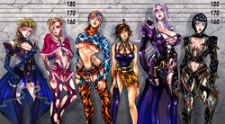 6girls big_breasts bob_cut bruno_buccellati cleavage cleavage_cutout clothed clothing curvy eyeshadow female_only garter_belt genderswap_(mtf) giorno_giovanna guido_mista jojo's_bizarre_adventure leone_abbacchio lineup lipstick low_cut_top mafia mafioso makeup midriff mugshot narancia_ghirga pannacotta_fugo photo_lineup rule_63 skimpy thick_thighs thighhighs torn_clothes underboob vento_aureo rating:Questionable score:78 user:deleted4534