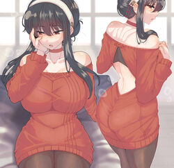 1girls absurd_res ass back_cutout bangs bare_shoulders black_hair black_legwear blush breasts choker clavicle clothing clothing_cutout dress eyebrows_visible_through_hair female hi_res huge_breasts large_breasts legwear long_sleeves medium_hair open_mouth pantyhose parted_lips red_choker red_eyes red_sweater spy_x_family sweater sweater_dress thighs wakura_(gcdan) yor_briar rating:Questionable score:215 user:WatchTheLanguage