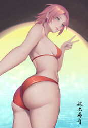 1girls absurdres ass bangs bikini breasts color colored cowboy_shot eyebrows_visible_through_hair eyelashes female female_only female_solo forehead foreshortening from_behind green_eyes groin hand_up highres legs_together light-skinned light-skinned_female light_skin lips looking_at_viewer looking_back medium_breasts naruto naruto_(series) naruto_shippuden nose ocean only_female outstretched_arm parted_bangs parted_lips photoshop_(medium) pink_hair pink_lips reaching reaching_out red_bikini red_swimsuit red_swimwear sakura_haruno selfie short_hair sideboob skindentation solo solo_focus standing swimsuit swimwear teeth two_piece_swimsuit v xiumu_bianzhou rating:Questionable score:265 user:YuiYui123