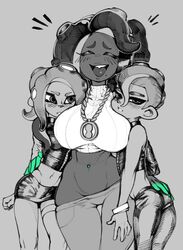 1boy 2girls :d agent_8_(splatoon) ass big_ass big_breasts big_butt big_penis bisexual bisexual_(female) bisexual_female blush both_sexes_in_same_situation breasts curvy dark-skinned_female eigaka femboy femboy_on_female feminine_male girly hand_on_ass height_difference large_breasts larger_female marina_(splatoon) midriff nintendo octoling octoling_boy octoling_girl otoko_no_ko sexual_tension smaller_female smaller_male smile splatoon splatoon_2 splatoon_2:_octo_expansion tall_female taller_girl toned_female yuri rating:Questionable score:546 user:Ovin