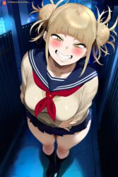 ai_generated blonde_hair boku_no_hero_academia himiko_toga large_breasts my_hero_academia school_uniform seapine toga_himiko yellow_eyes rating:Questionable score:67 user:Sekylol