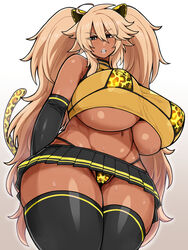 1girls 2021 alternate_version_available bikini bikini_under_clothes blonde_hair breasts brown_skin cameltoe dark-skinned_female dark_skin elbow_gloves fake_animal_ears fake_tail female female_focus gloves gradient_background gyaru huge_breasts inverted_nipples kurokagami_ryuuko leopard_print miniskirt navel nipples oc original original_character otogi_tetsurou see-through skimpy skirt solo solo_focus textless thick_thighs thighhighs twintails underboob venus_body very_long_hair wide_hips rating:Explicit score:144 user:actualruinedknight