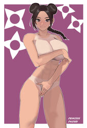 1girls alternate_version_available athletic athletic_female bare_shoulders braid braided_ponytail brown_eyes brown_hair busty cleavage completely_nude covering covering_breasts covering_crotch covering_self double_bun female female_only fit fit_female hair_bun hairband huge_breasts kunoichi looking_at_viewer midriff naked naruto naruto:_the_last naruto_(series) naruto_shippuden ninja nude princess_paizuri seductive smile solo solo_focus standing sunlight tan tanline tenten tied_hair voluptuous wide_hips rating:Explicit score:162 user:Youmehim