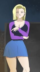 1girls android_18 animated big_breasts blonde blonde_female blonde_hair blue_eyes bouncing_breasts cameltoe chuchozepa cleavage curvy dragon_ball erect_nipples female gif huge_areolae huge_ass puffy_nipples short_hair slim_waist thick_lips voluptuous wide_hips yellow_hair rating:Explicit score:140 user:flocked