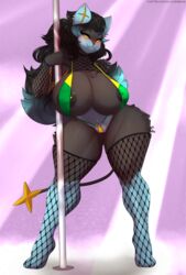 big_ass big_breasts bikini feline female luxray pokemon pokemon_(species) pokemon_only pole_dancing skylosminkan sling_bikini voluptuous rating:Questionable score:47 user:xthunderx