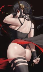 1girls 2022 absurd_res asian ass ass_focus assassin black_clothing black_hair breasts butt clothed clothed_female dat_ass diadem echosaber female female_only fringe hair_ornament hi_res hips holding_object huge_ass huge_breasts long_hair looking_at_viewer looking_back pale-skinned_female petite posing_with_weapon red_eyes slim_waist spy_x_family stiletto_(weapon) thick_thighs thighhighs thighs thorn_princess tied_hair weapon wide_hips yor_briar rating:Questionable score:396 user:ZetaReborn